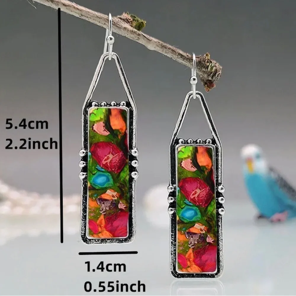 "Festive Gifting" 2pcs Vintage Bohemian Turquoise-Inspired Earrings - Picture 4 of 4